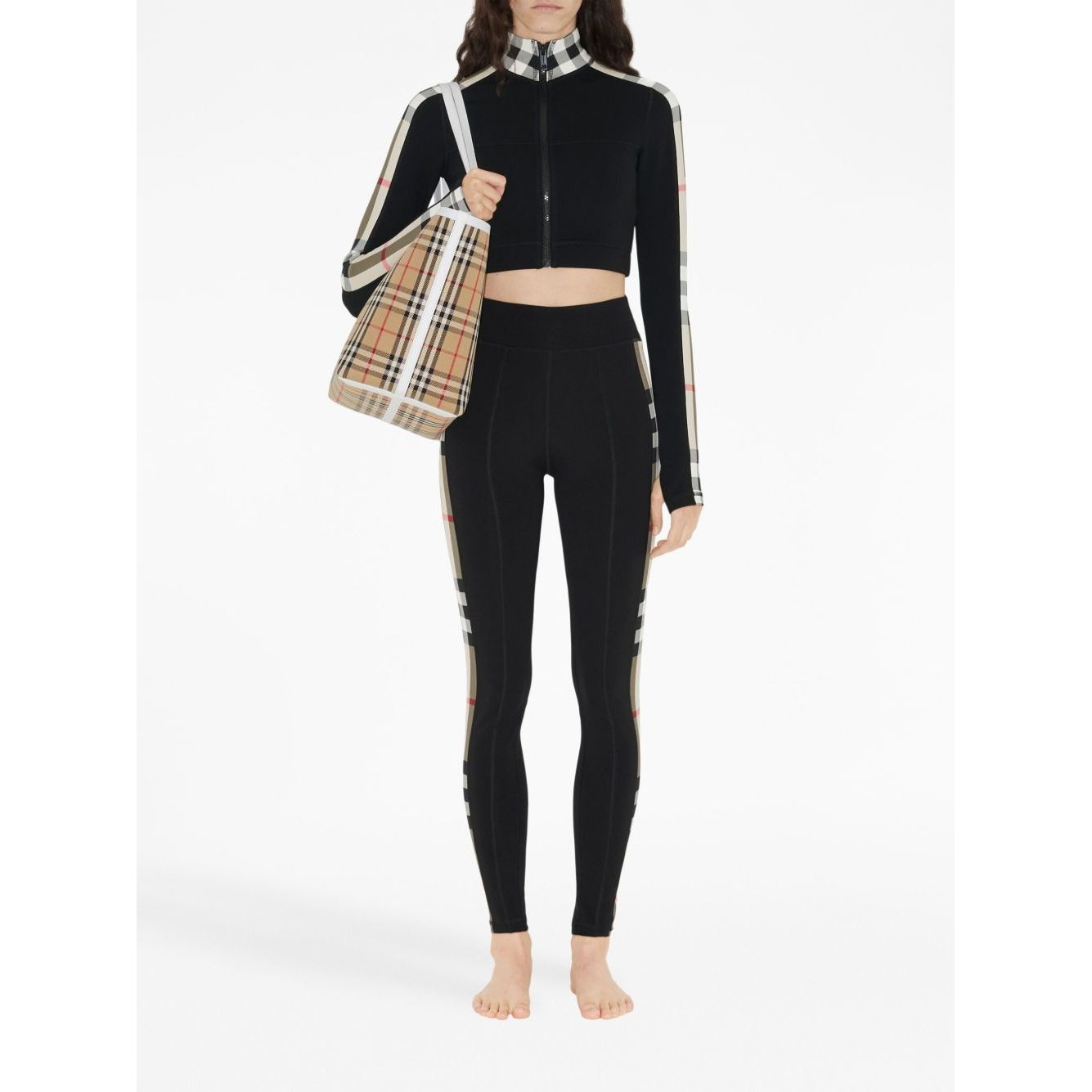 Burberry Stretch jersey leggings with Check finishes