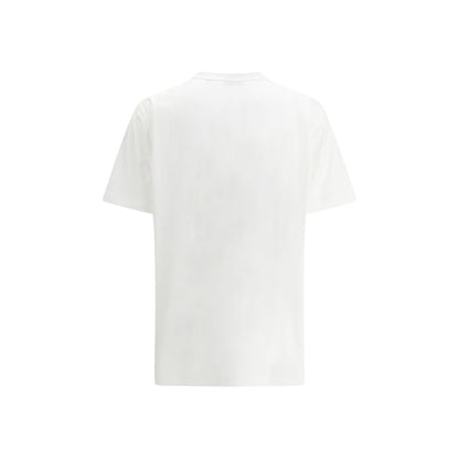 Back view of Burberry White Cotton T-Shirt with Archive Check pocket detail, ribbed crew neck, and monochrome pattern.