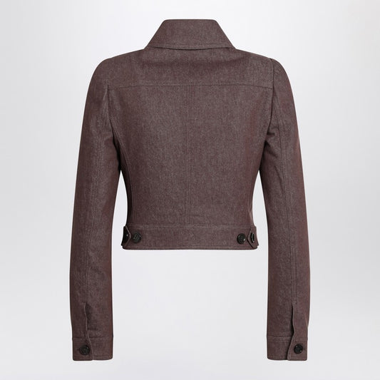 Max Mara Cropped brown denim-effect jacket