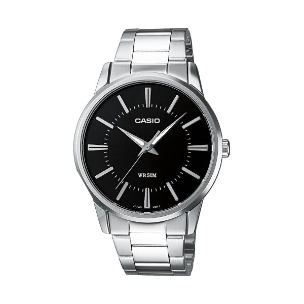 CASIO COLLECTION Mod. 3 H - BLACK wristwatch, metal case and strap, 5 ATM water resistant, quartz movement, in official packaging.