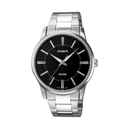 CASIO COLLECTION Mod. 3 H - BLACK wristwatch with metal case and strap, quartz movement, 5 ATM water resistance, mineral dial, official packaging