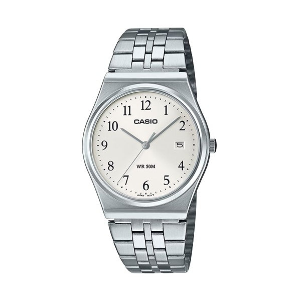 CASIO COLLECTION Mod. DATE - SILVER, gent's wristwatch with stainless steel bracelet, quartz movement, 5 ATM water resistance.