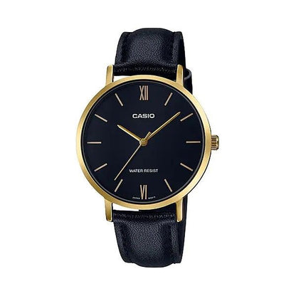 CASIO COLLECTION Mod. MINIMAL GOLD. LEATHER - BLACK WATCHES