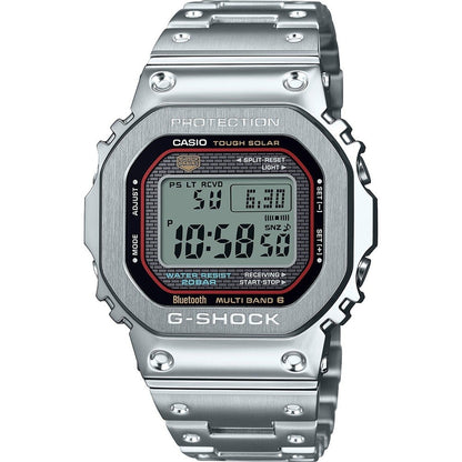 CASIO G-SHOCK MASTER OF G Mod. THE ORIGIN FUL METAL, water-resistant solar stainless steel wristwatch with multifunction dial and SS bracelet