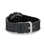 Back view of CASIO G-SHOCK Mod. THE NEW ORIGIN Multiband 6 - TOUGH SOLAR - FULL BLACK wristwatch with resin strap and stainless steel case.