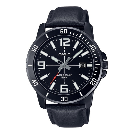 CASIO SPORT COLLECTION Mod. DIVER 50M LEATHER - FULL BLACK WATCHES