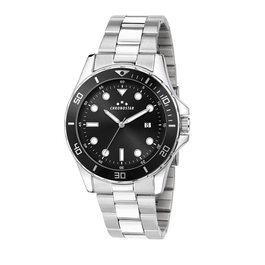 CHRONOSTAR MOD. R3753291004 gent's wristwatch, 43mm silver case, quartz movement, mineral dial with date function. Ideal men's timepiece.