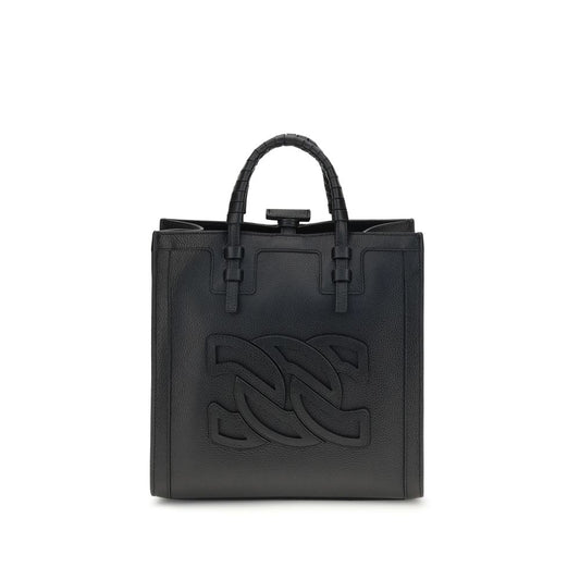 Casadei Black Calf Leather Bos Taurus Shoulder Bag with embossed logo and tubular handles, adjustable strap, AW25 collection.