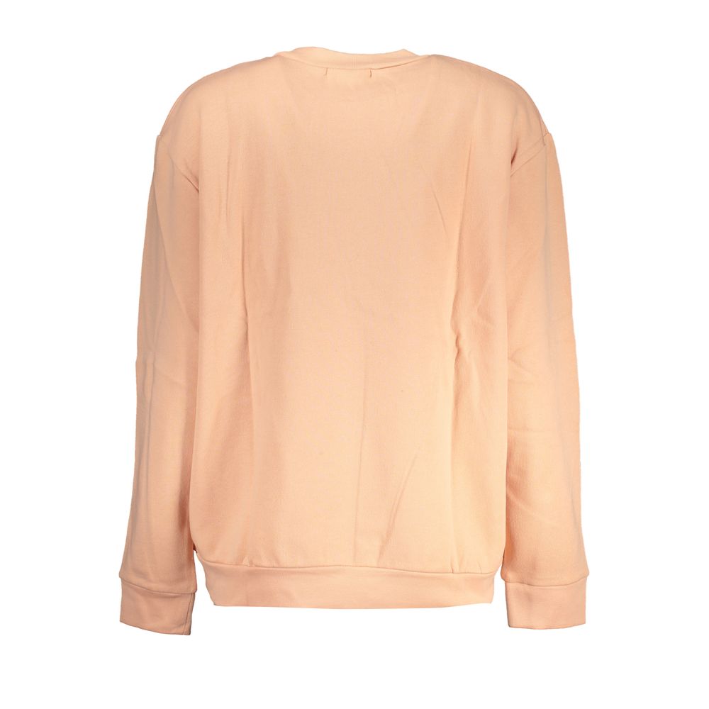 Back view of Cavalli Class Pink Cotton Women Sweater with soft fleece and long sleeves, showcasing elegant casual chic style.