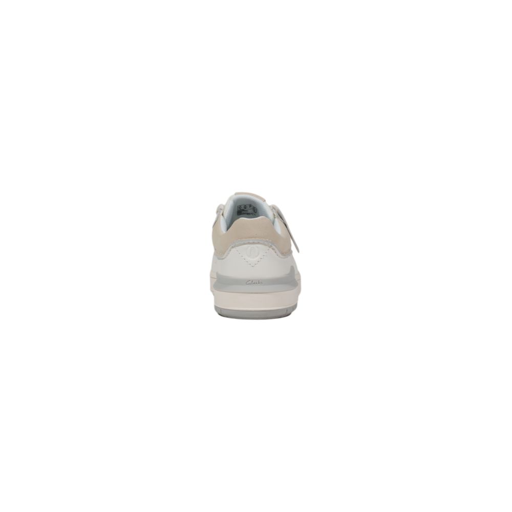 Clarks White Leather Low Top Sneakers