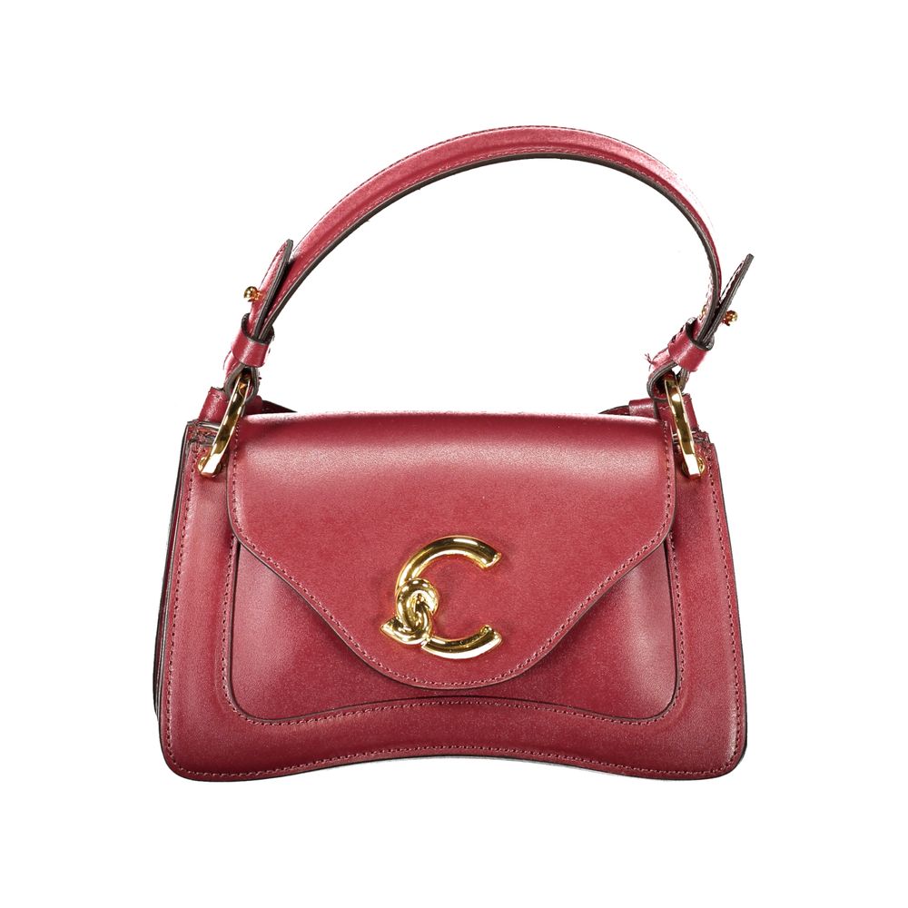 Coccinelle Red Leather Women Handbag with adjustable strap and chic gold accents, showcasing Italian craftsmanship and elegant design.