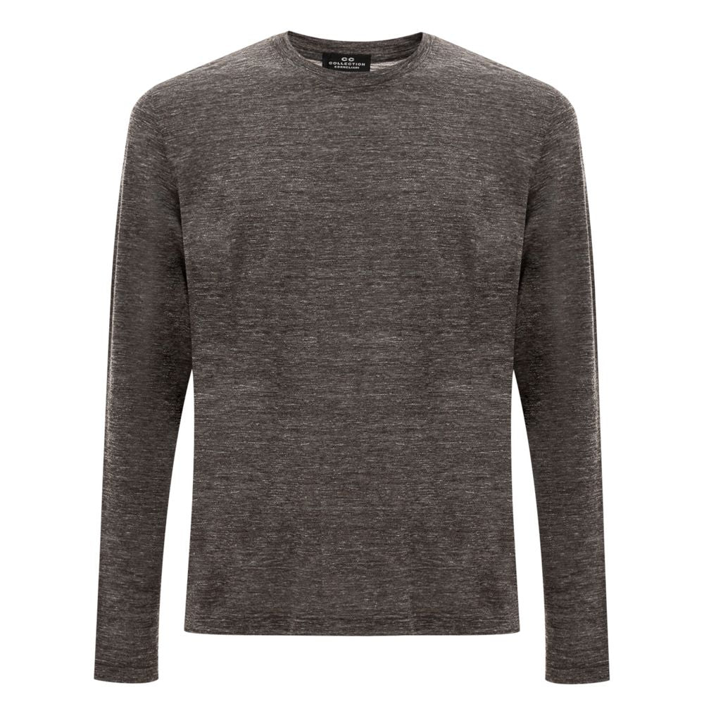 Corneliani Gray Wool T-Shirt, long-sleeve crew neck made in Italy from wool blend fabric, shown in size 50.