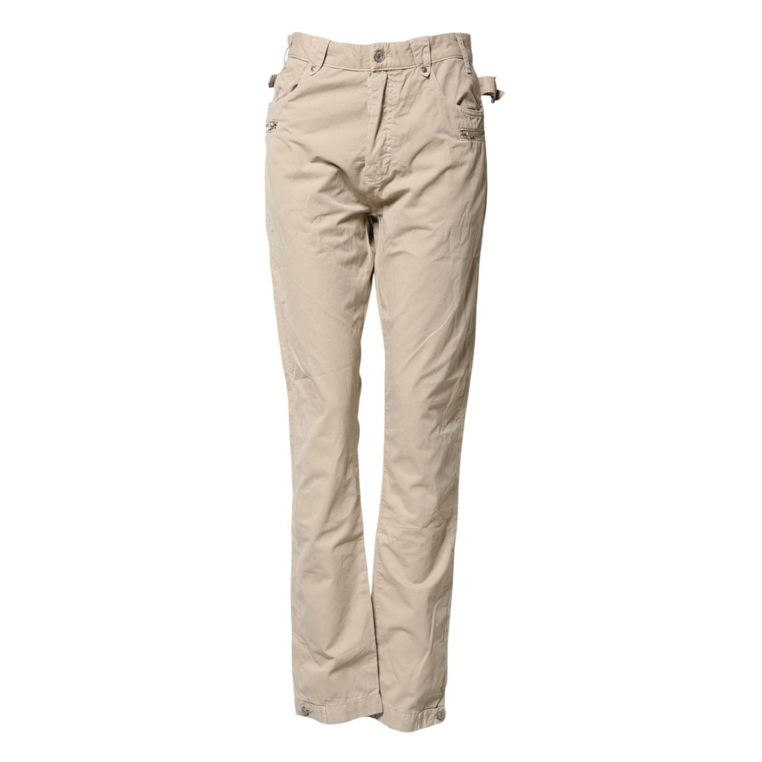 Daniele Alessandrini Beige Cotton Mid Waist Straight Men Denim Jeans