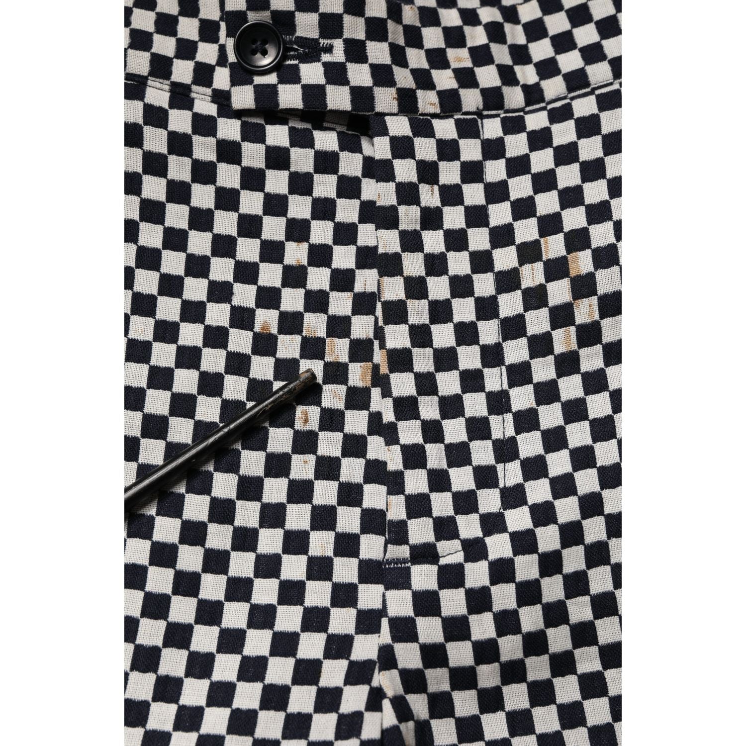 Daniele Alessandrini Black White Checkered Men Cropped Pants