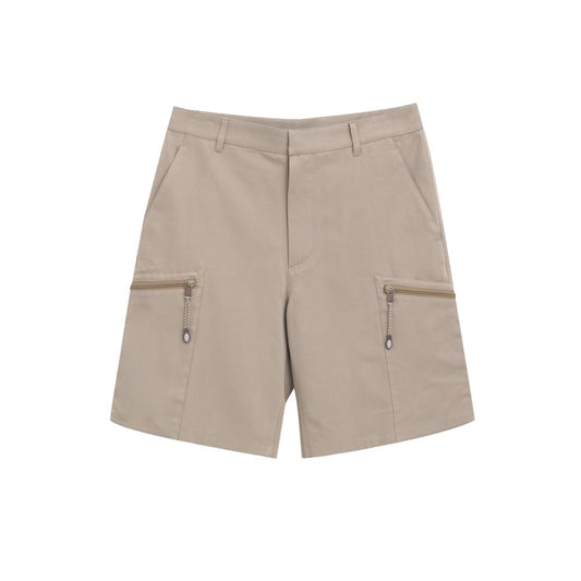 Dior Beige Cotton Cargo Shorts with side and back pockets, zip closures, and velcro fastening, made of 55% cotton and 45% polyester.