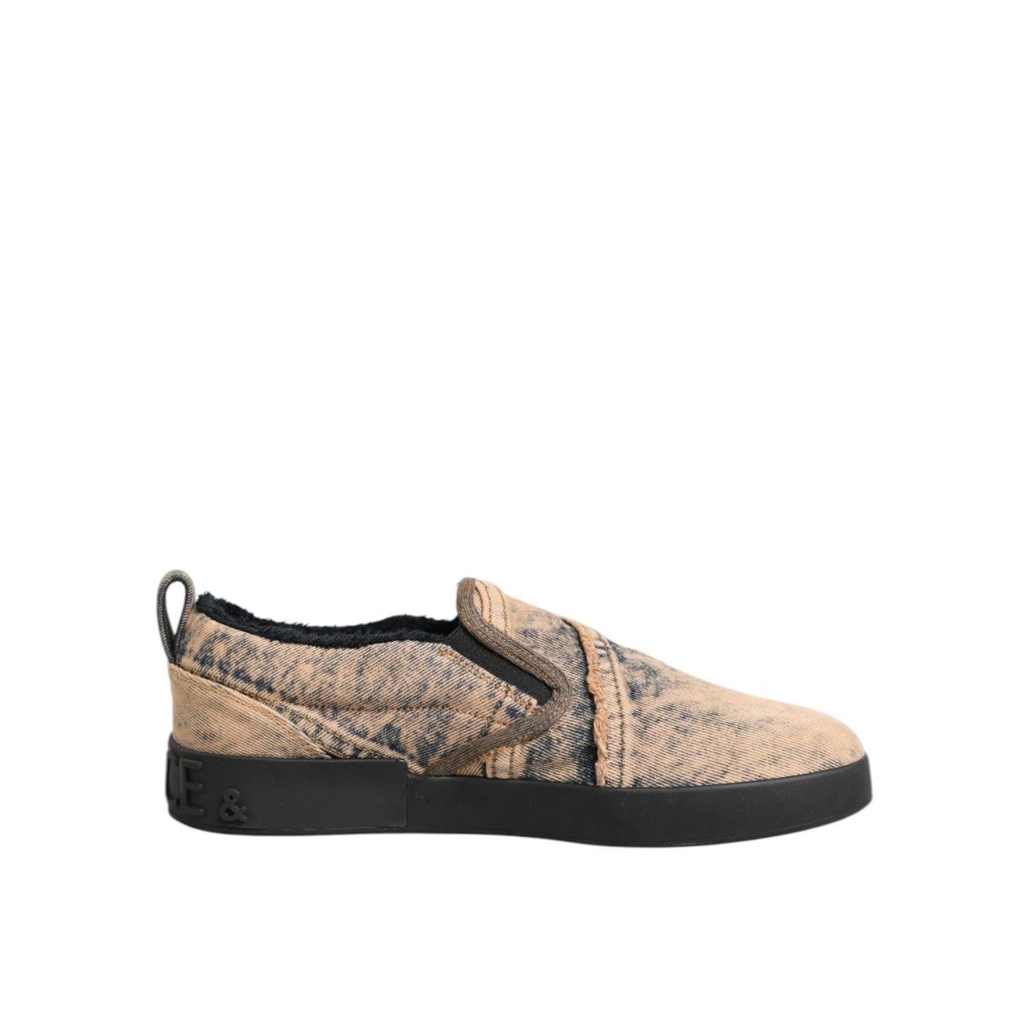Dolce & Gabbana Beige Cotton Low Top Slip On Sneakers Shoes