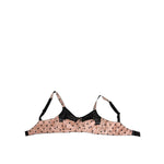 Dolce & Gabbana Beige Silk Heart Print Soft Cup Bra Underwear with black accents, crafted in Italy from premium silk satin.