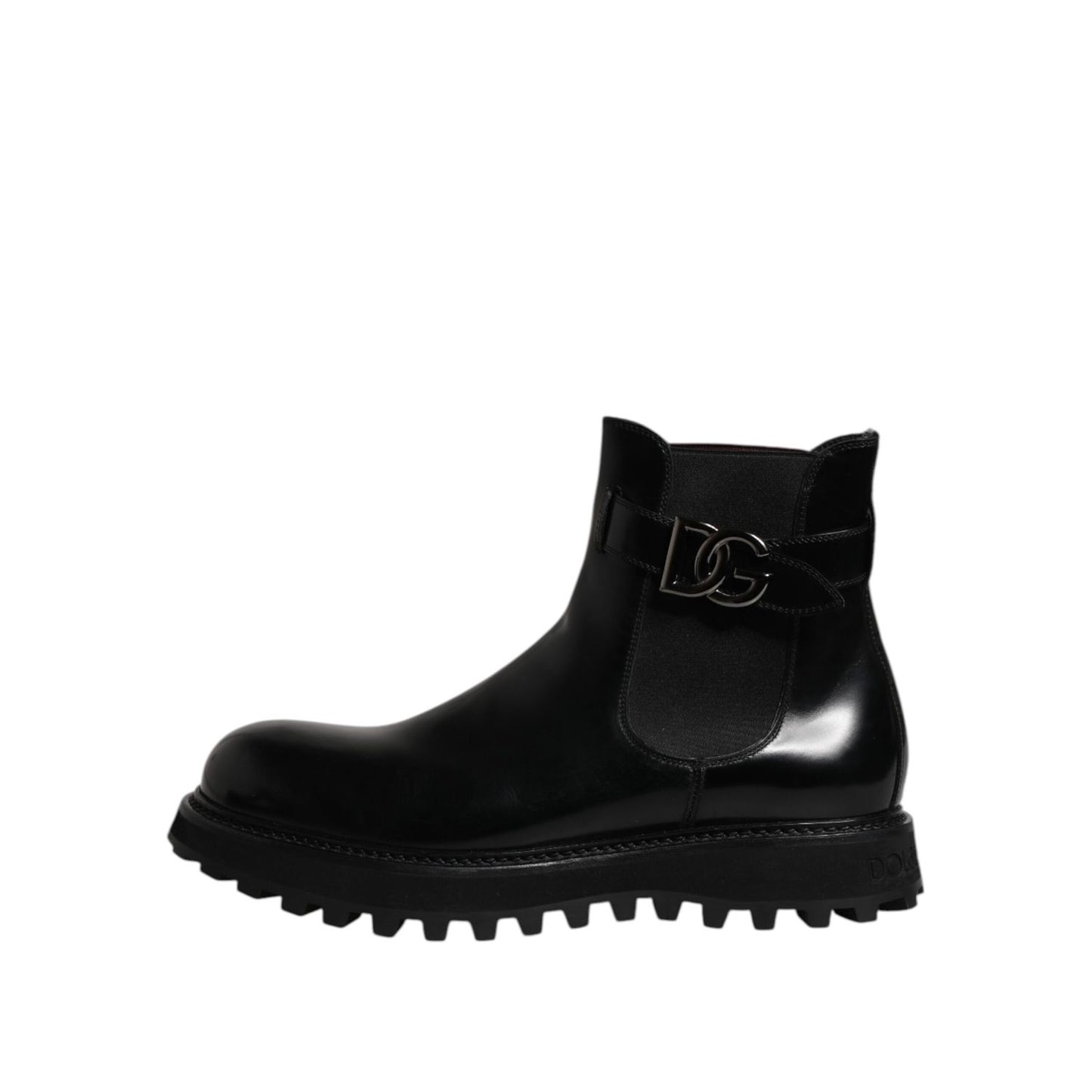 Dolce & Gabbana Black Belted DG Logo Men Chelsea Boots Shoes