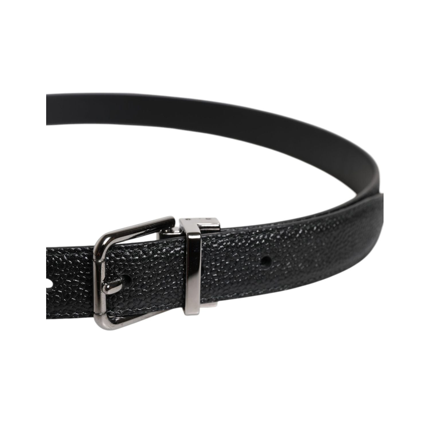 Dolce & Gabbana Black Calf Leather Classic Metal Buckle Belt