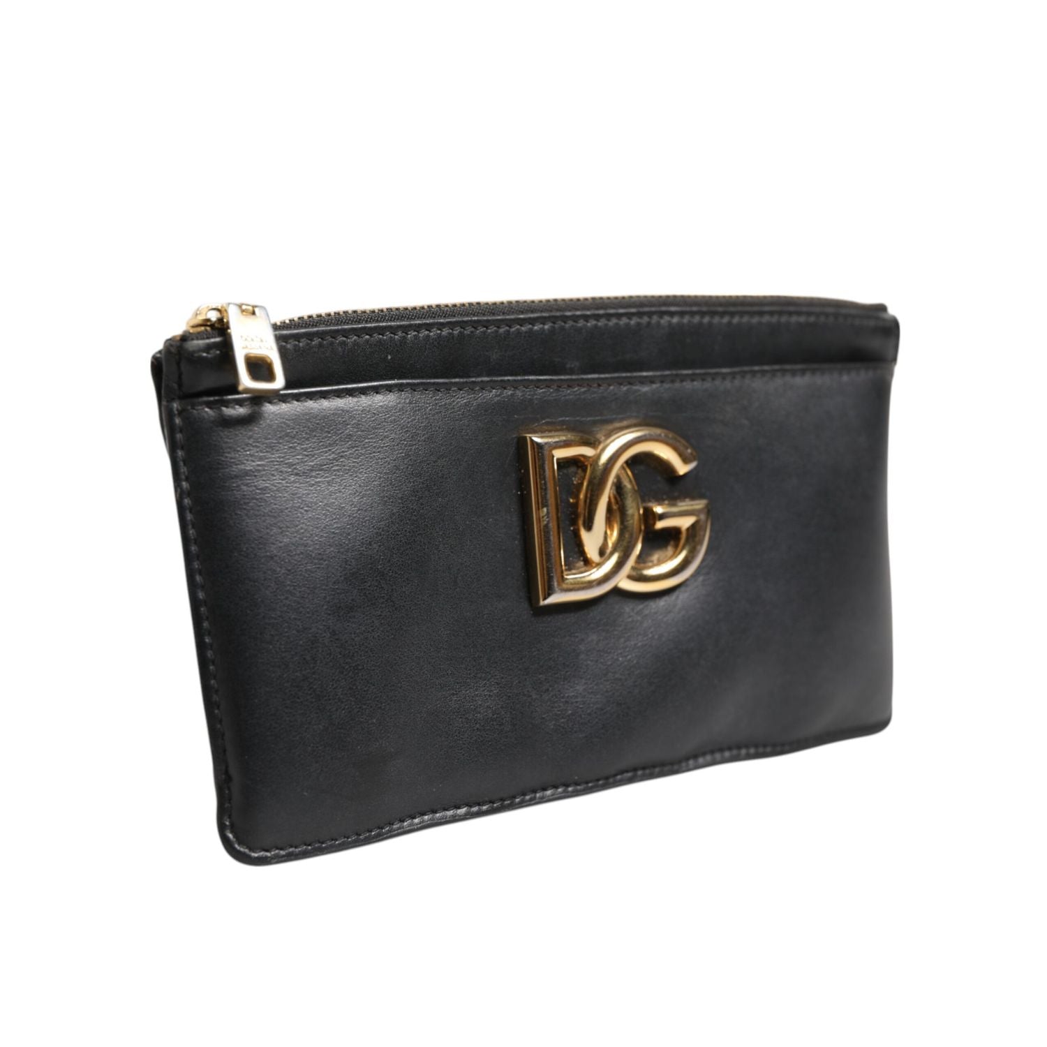 Dolce & Gabbana Black Calfskin Leather DG Logo Women Card Holder Wallet
