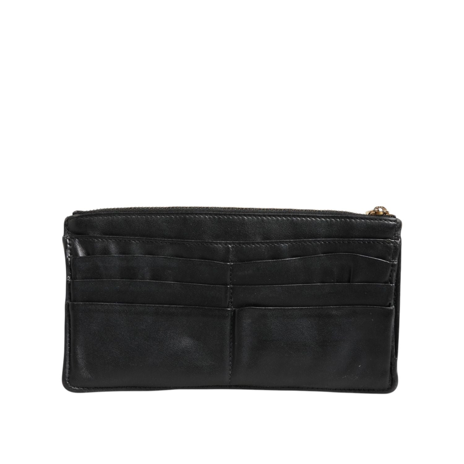 Dolce & Gabbana Black Calfskin Leather DG Logo Women Card Holder Wallet