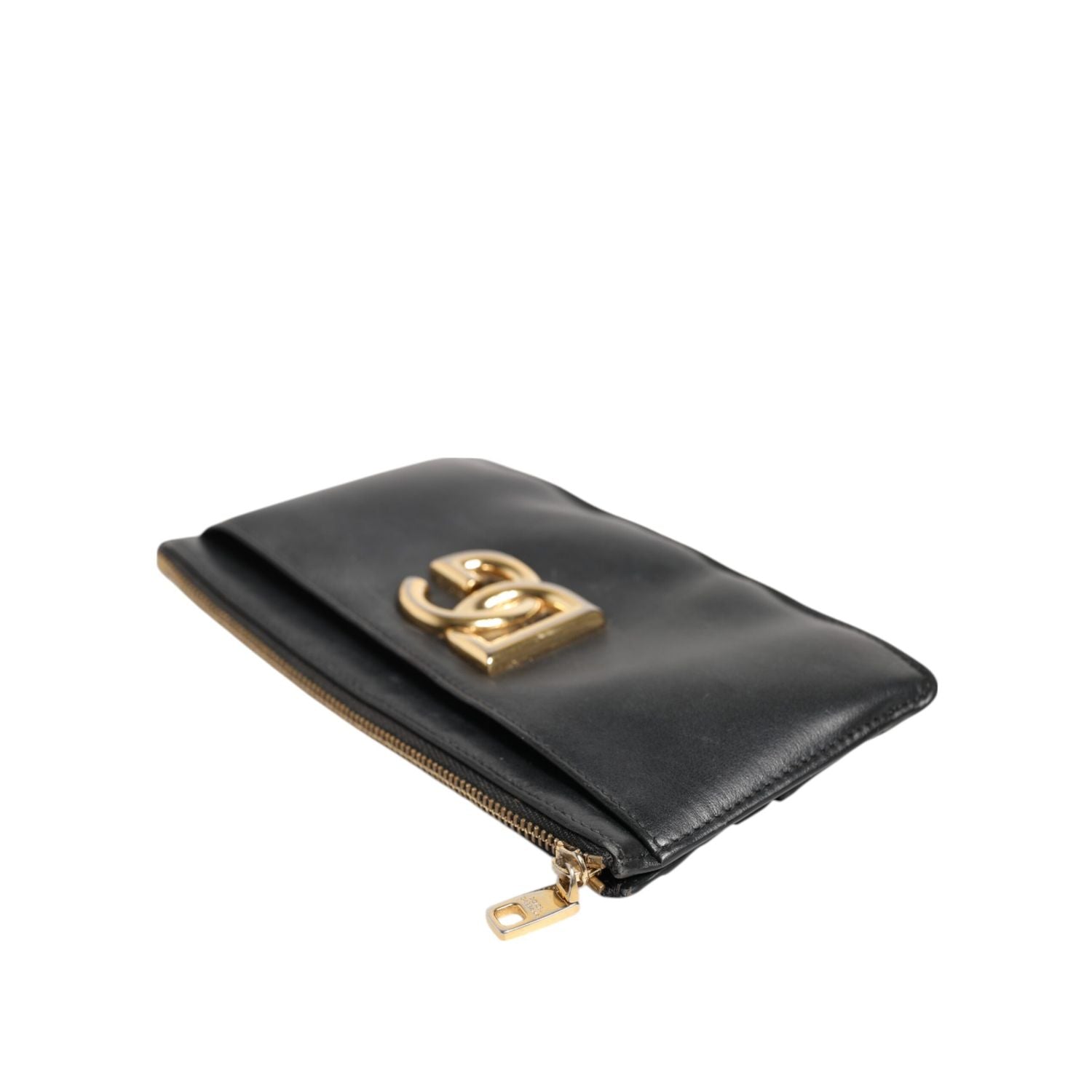 Dolce & Gabbana Black Calfskin Leather DG Logo Women Card Holder Wallet