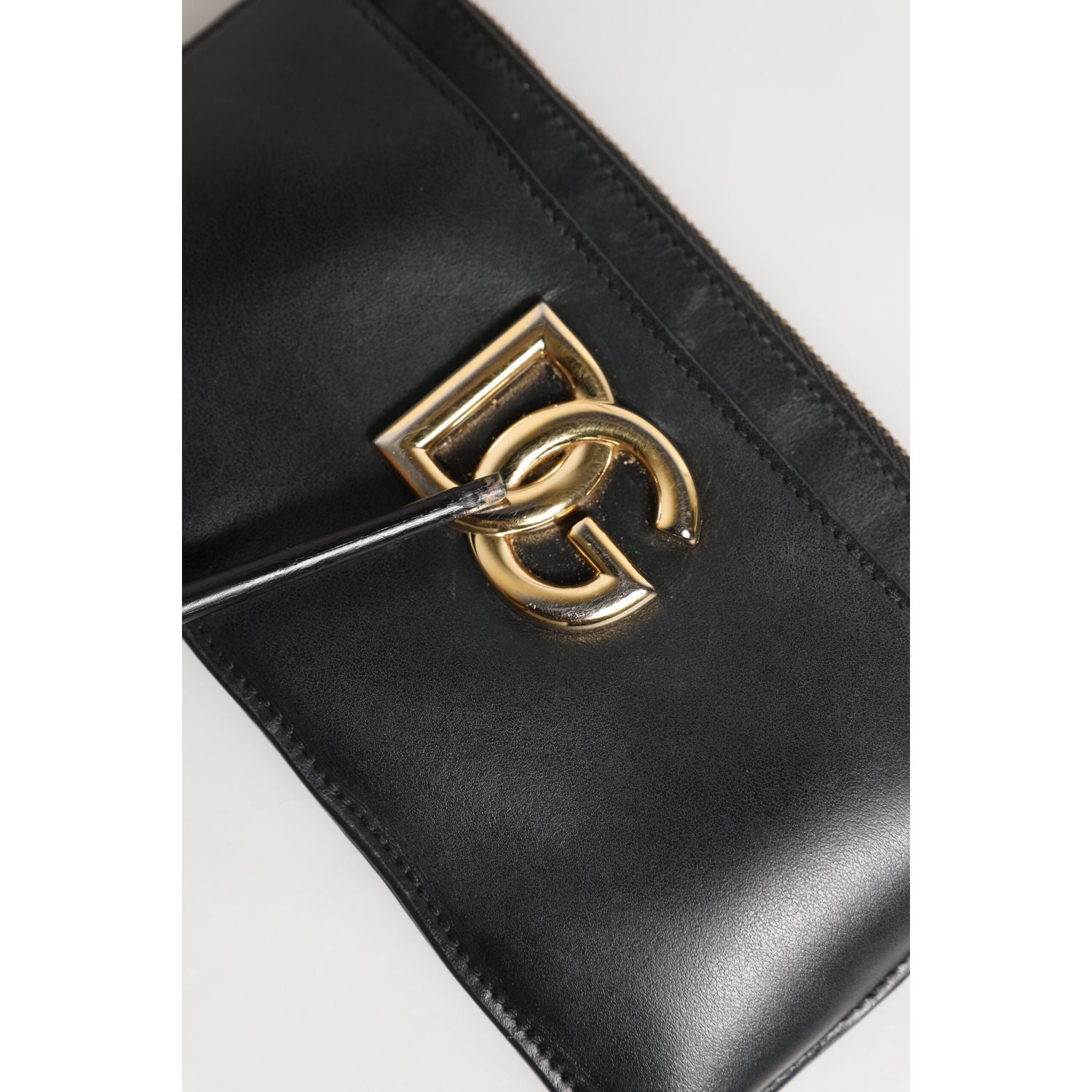 Dolce & Gabbana Black Calfskin Leather DG Logo Women Card Holder Wallet