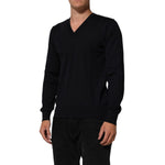 Dolce & Gabbana Black Cashmere Knit V-Neck Pullover Sweater, pure cashmere, classic pullover silhouette, ribbed trims, versatile wardrobe essential