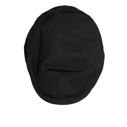 Dolce & Gabbana Black Cotton Blend Newsboy Men Cloth Cap Hat