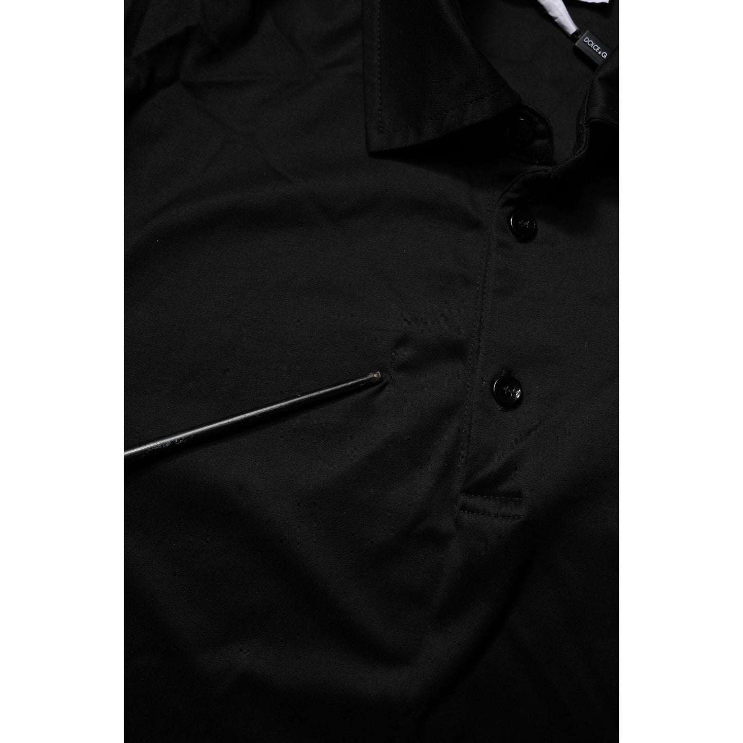 Dolce & Gabbana Black Cotton Collared Polo T-shirt