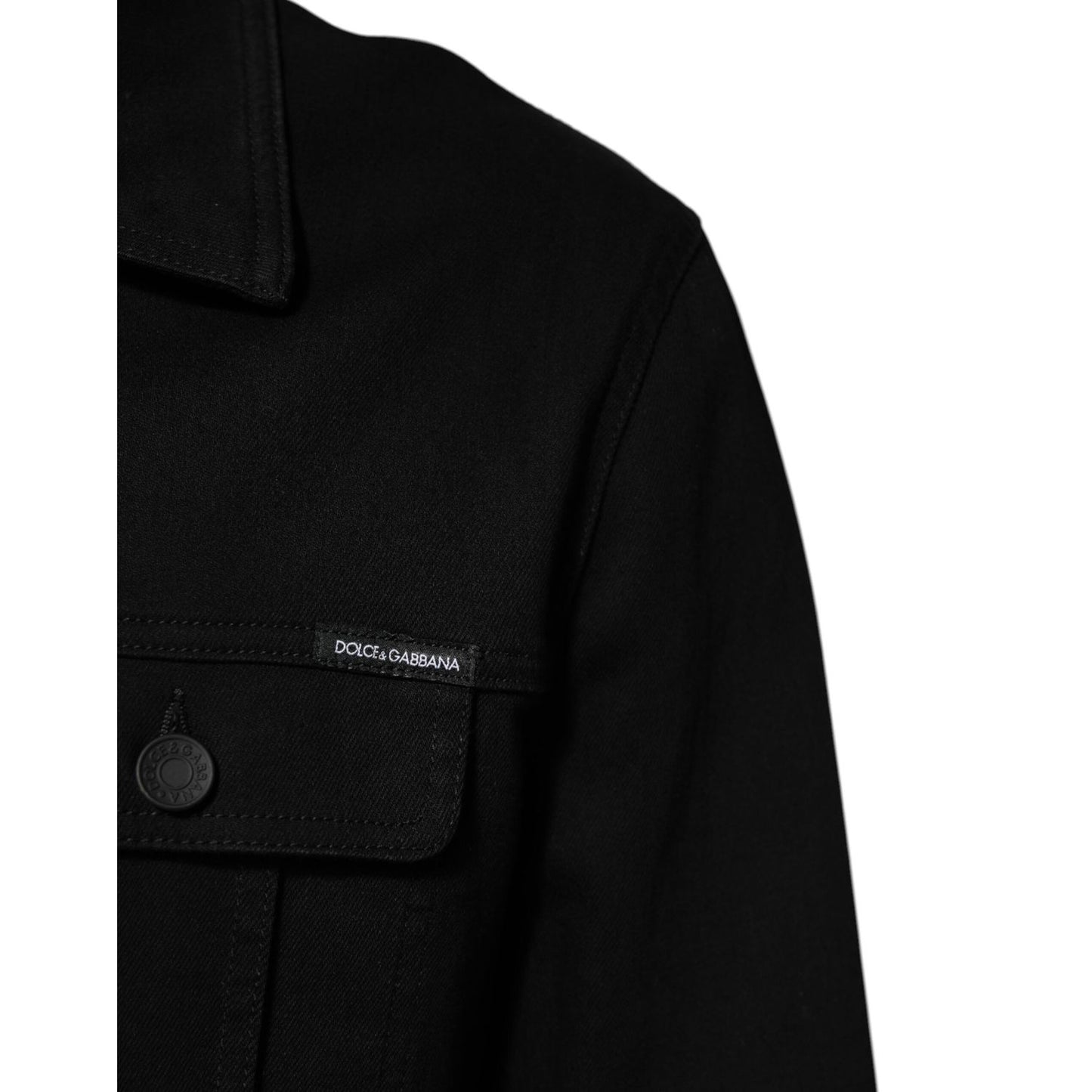 Dolce & Gabbana Black Cotton Denim Stretch Giubbotto Jacket