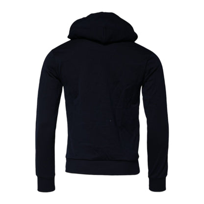 Dolce & Gabbana Black Crown Cotton Hooded Sweatshirt Sweater