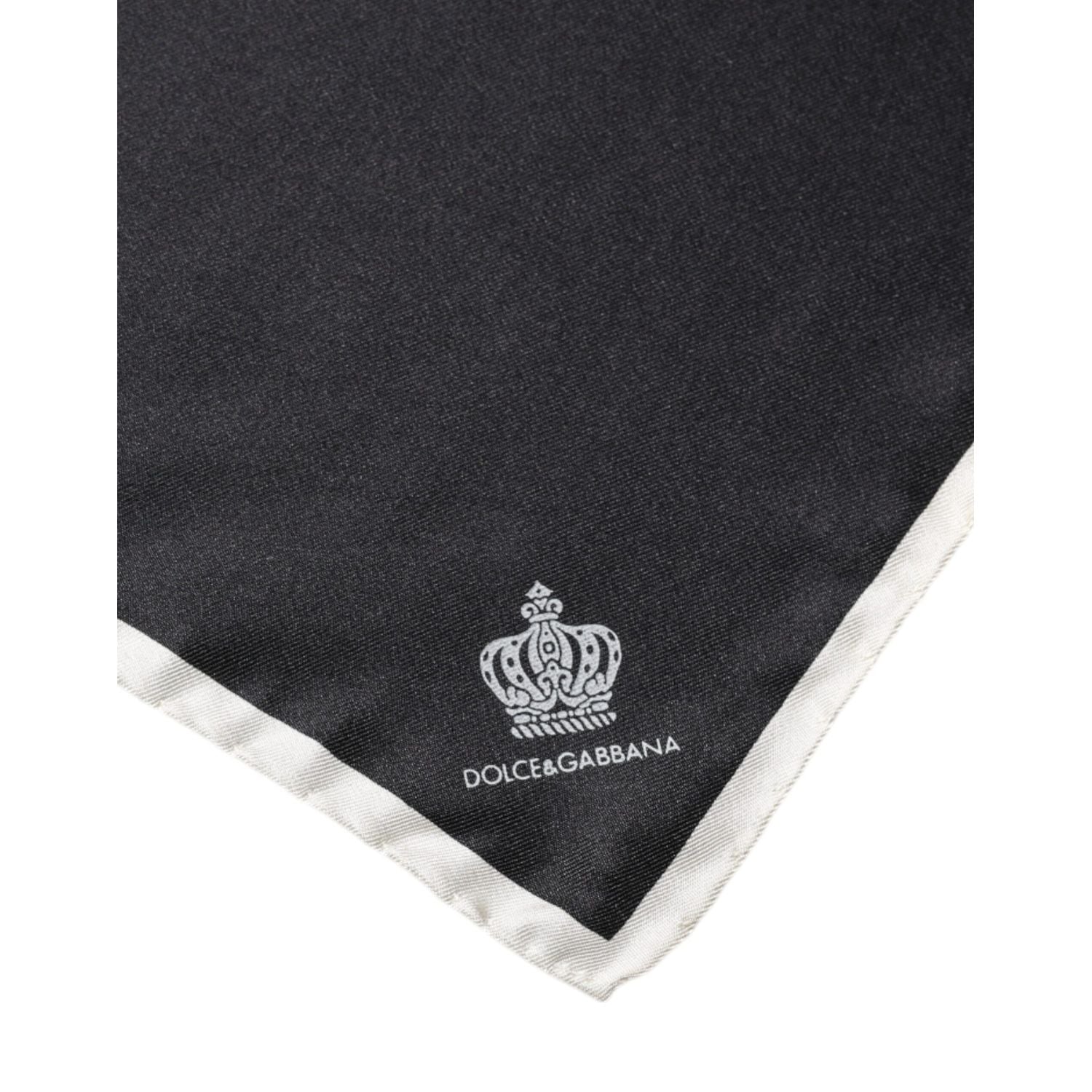 Dolce & Gabbana Black Crown Logo Square Handkerchief Scarf