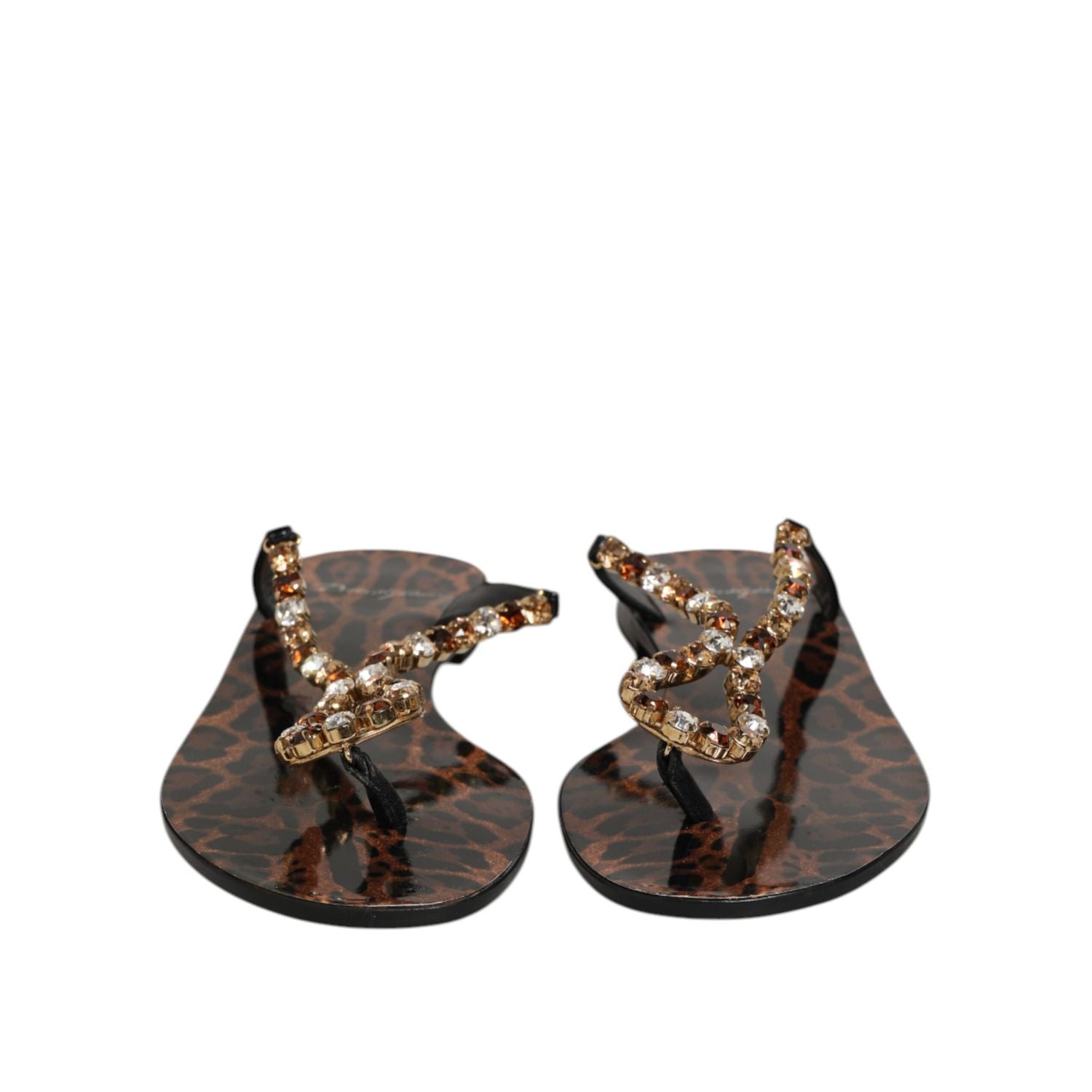 Dolce & Gabbana Black Crystals Flats Sandals Beachwear Shoes