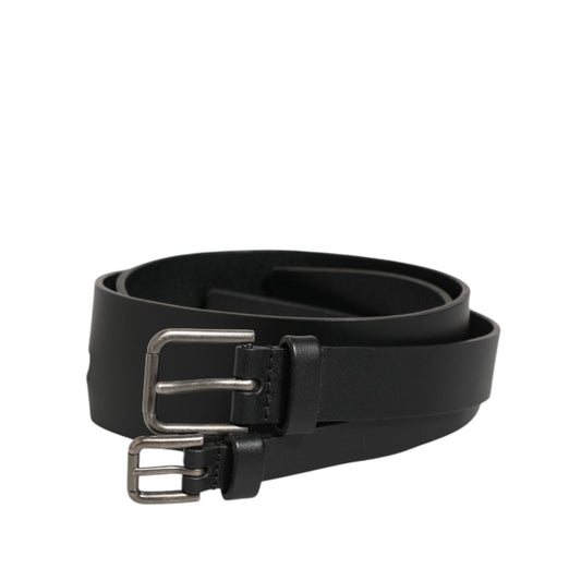 Dolce & Gabbana Black Double Strap Leather Buckle Men Belt