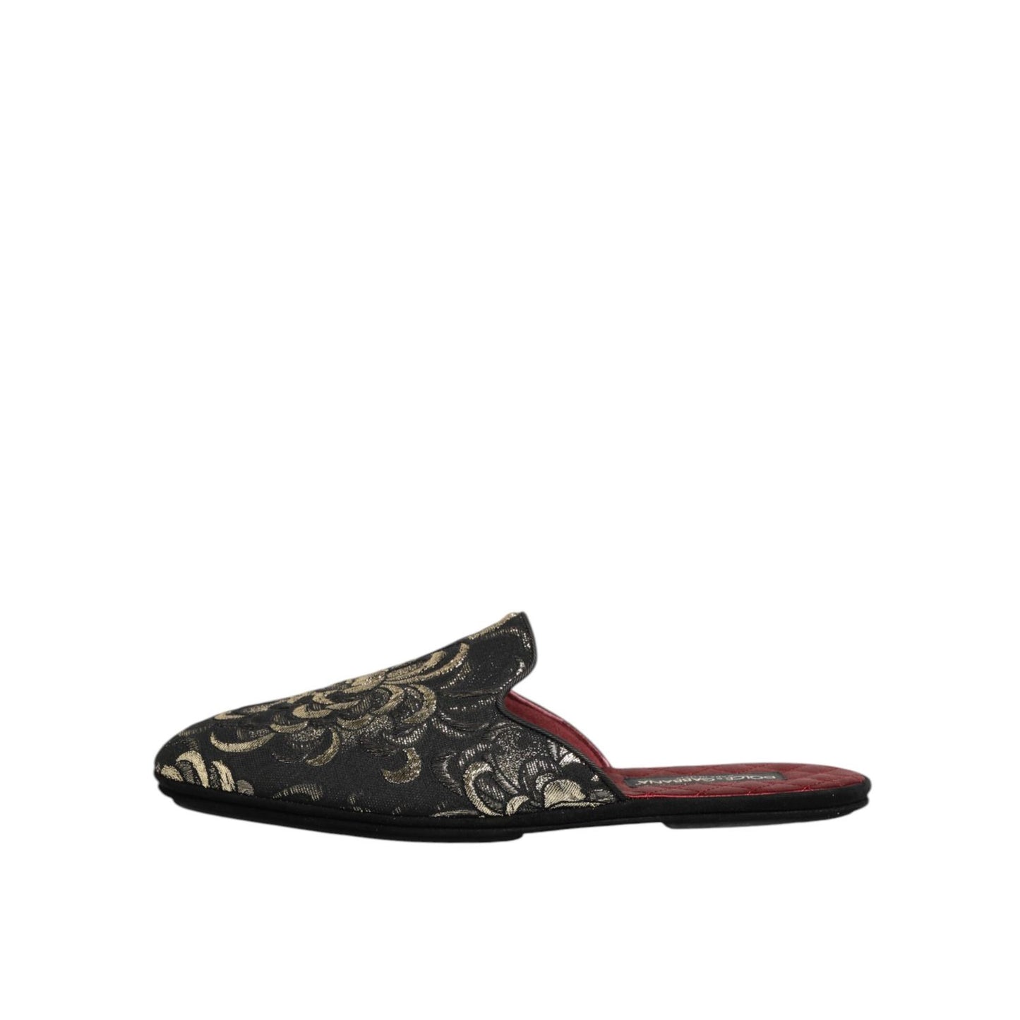Dolce & Gabbana Black Floral Jacquard Slides Slippers Shoes