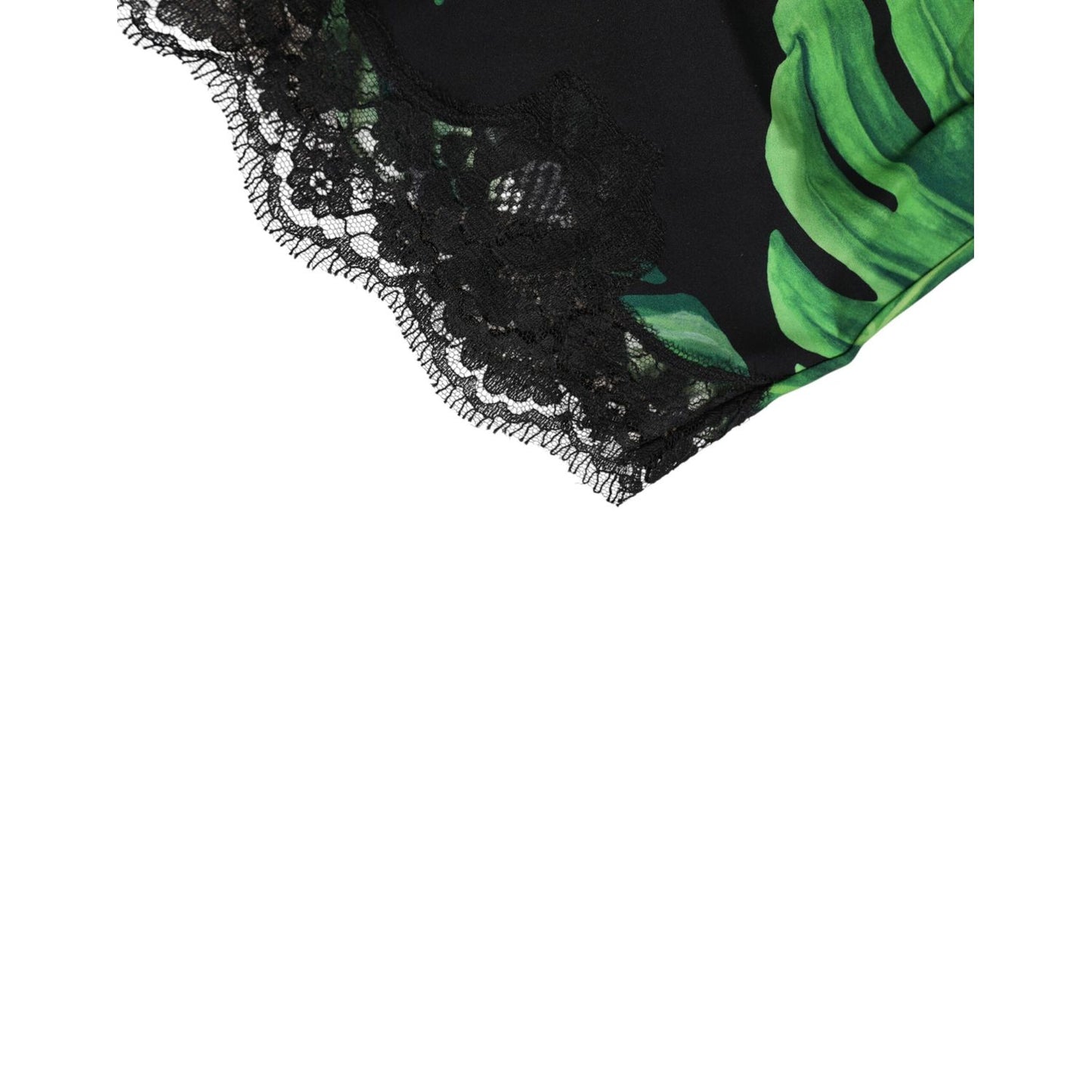 Dolce & Gabbana Black Green Tropical Print Lace Underwear