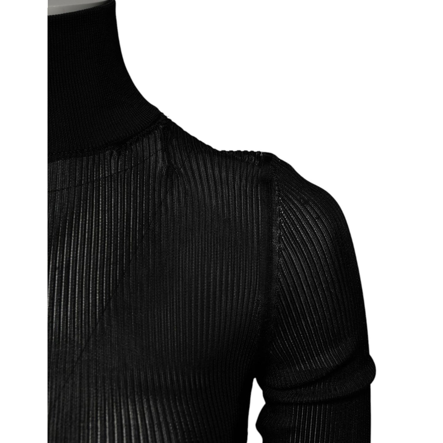 Dolce & Gabbana Black Knit Long Sleeves Turtleneck Slim Top