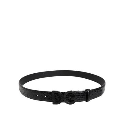 Dolce & Gabbana Black Leather Classic Metal DG Buckle Belt
