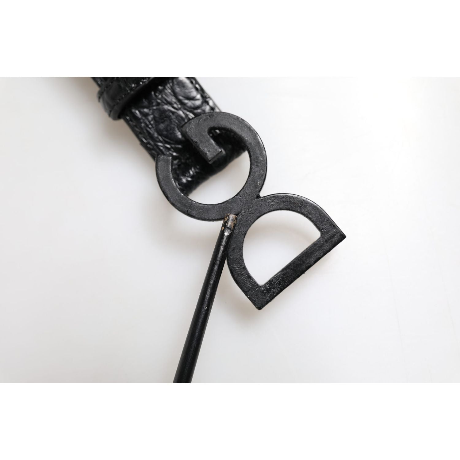 Dolce & Gabbana Black Leather Classic Metal DG Buckle Belt