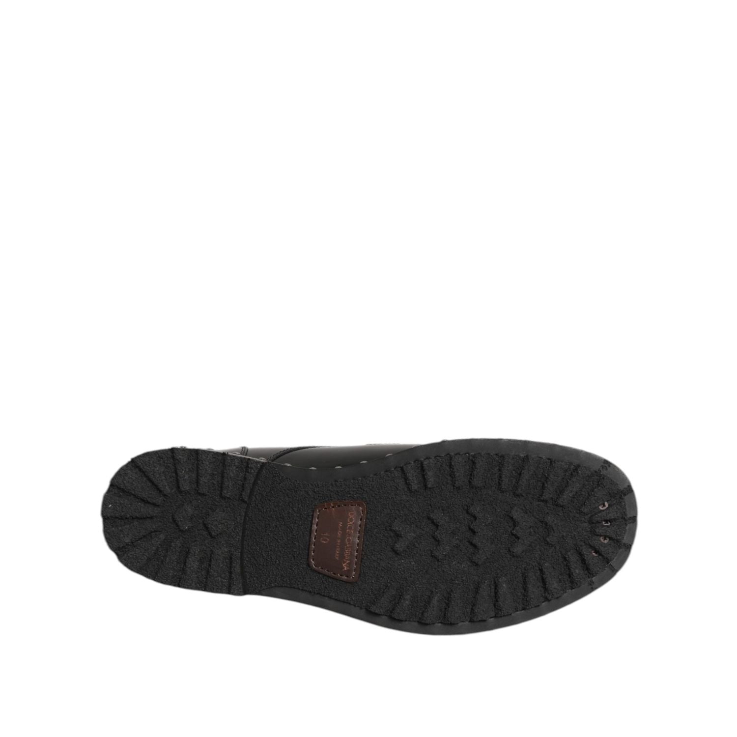 Dolce & Gabbana Black Leather Studded Men Formal Derby Shoes