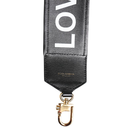 Dolce & Gabbana Black Leopard Print Reversible Bag Shoulder Strap