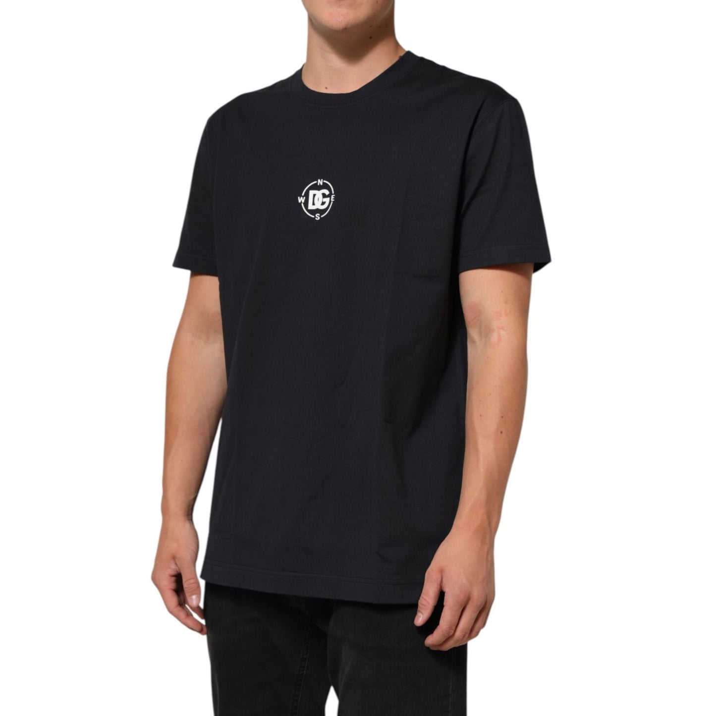 Dolce & Gabbana Black Logo Compass Cotton Crew Neck T-shirt