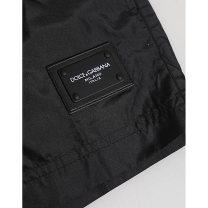 Dolce & Gabbana Black Logo Polyester Beachwear Shorts Swimwear
