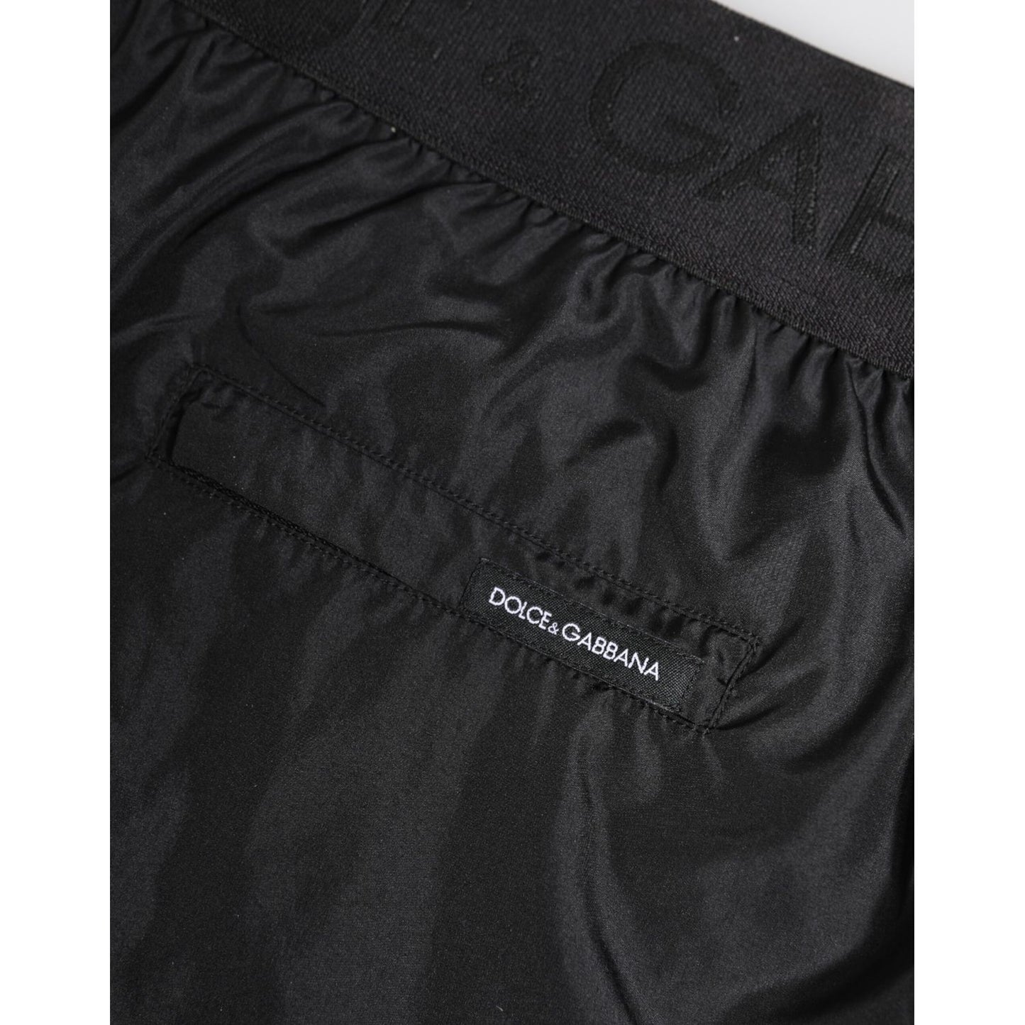 Dolce & Gabbana Black Logo Print Beachwear Men Shorts Swimwear