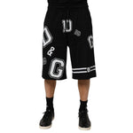 Dolce & Gabbana Black Logo Print Cotton Casual Bermuda Short featuring stylish logo and regular fit.