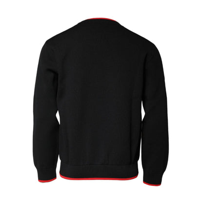 Dolce & Gabbana Black Nylon DGLogo Knit Men Pullover Sweater