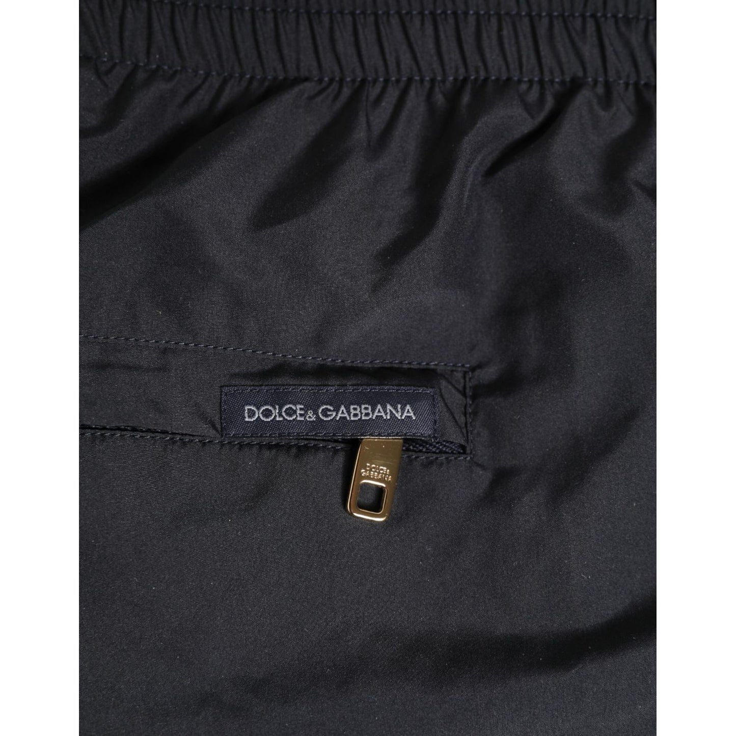 Dolce & Gabbana Black Nylon Side Logo Tape Shorts Swimwear