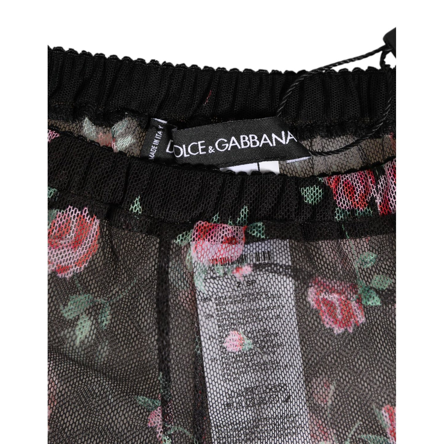 Dolce & Gabbana Black Pink Floral Lace Mesh Lingeri Underwear