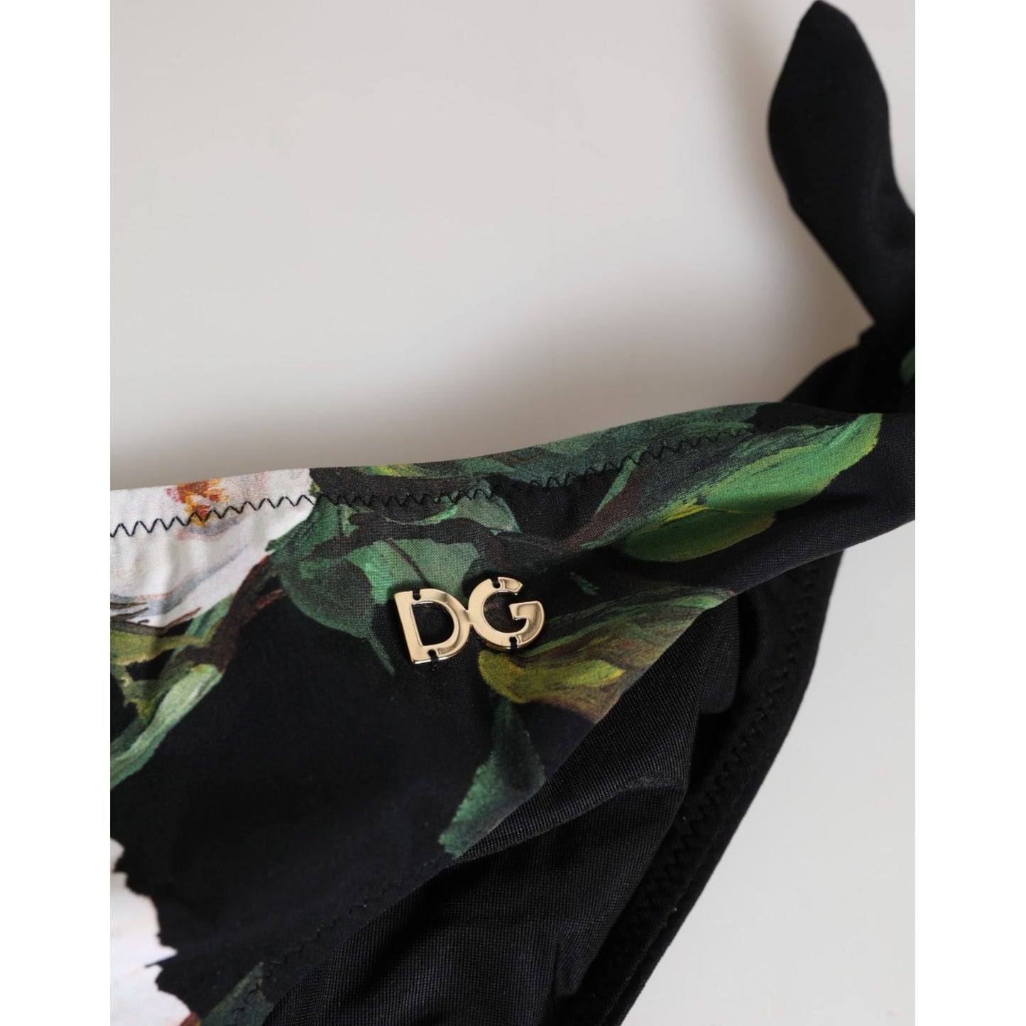 Dolce & Gabbana Black Side Tie Floral Bikini Bottom Swimwear